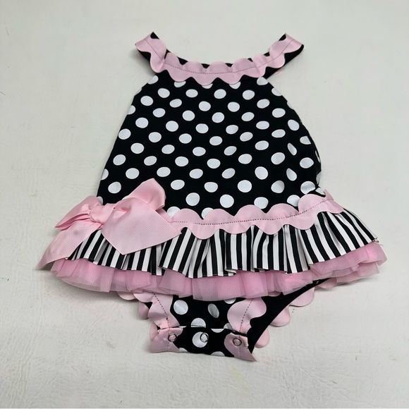 Mud Pie Black and White Polka Dot Baby Dress size 0-6 - Picture 9 of 9